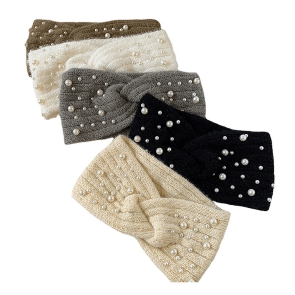 Cozy Faux Black Pearl Twist Headband